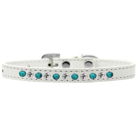 UNCONDITIONAL LOVE Southwest Turquoise Pearl & Clear Crystal Puppy CollarWhite Size 14 UN908112